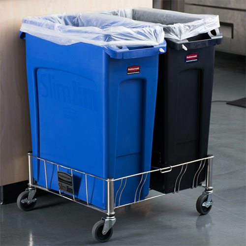 Carucior inox Slim Jim Double (dublu), Rubbermaid