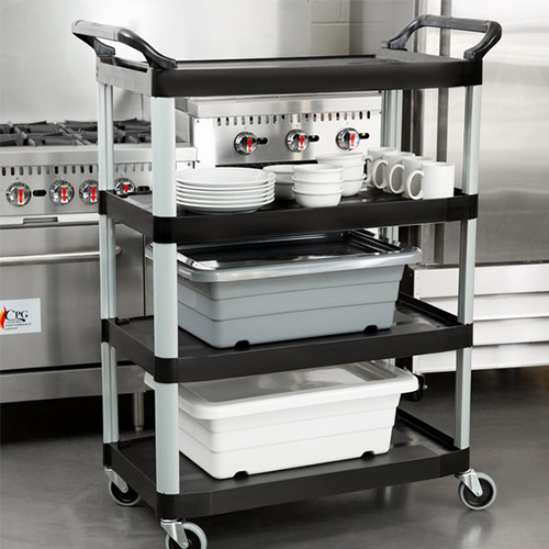 Carucior X-Tra pentru servire cu 4 rafturi 135 kg, negru, Rubbermaid
