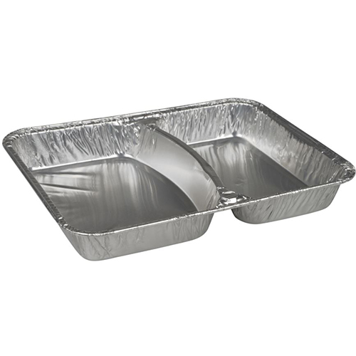 Caserola rectangulara din aluminiu, 2 compartimente, 22.7 x 17.8 x 3 cm, 480 ml, Abena