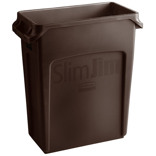 Container Slim Jim cu canale de ventilare 60 L, crem, Rubbermaid, bej maro 