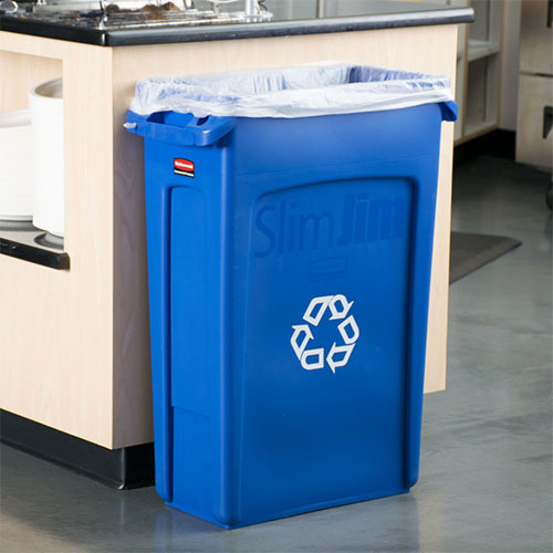Container Slim Jim cu canale de ventilare 87 L reciclare deseuri, Rubbermaid
