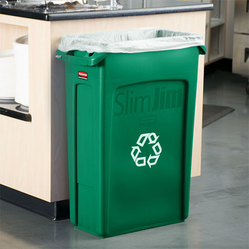 Container Slim Jim cu canale de ventilare 87 L reciclare deseuri, Rubbermaid