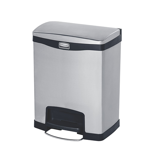 Container Slim Jim Step-On/Front Step 30 L (2x15 L), inox/negru, Rubbermaid
