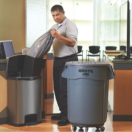 Container Slim Jim Step-On/Front Step 50 L, inox/negru, Rubbermaid