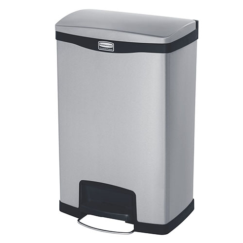 Container Slim Jim Step-On/Front Step 50 L (2x25 L), inox/negru, Rubbermaid