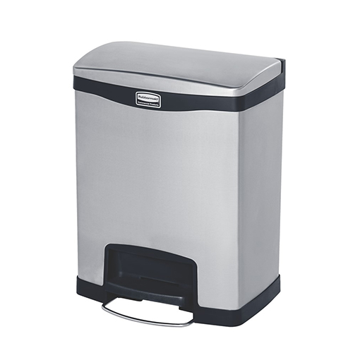 Container Slim Jim Step-On/Front Step 30 L, inox/negru, Rubbermaid