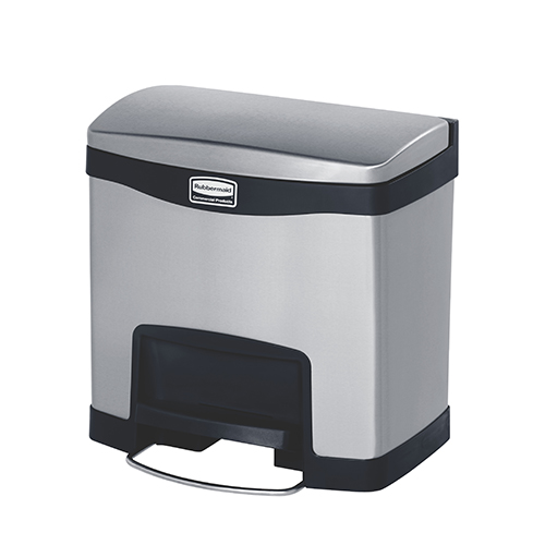 Container Slim Jim Step-On/Front Step 15 L, inox/negru, Rubbermaid