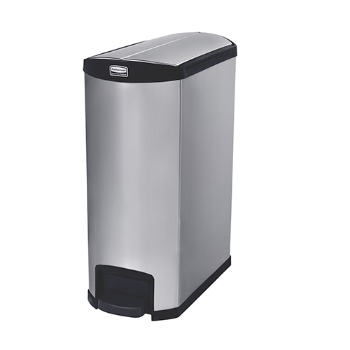 Container Slim Jim Step-On/End Step 90 L, inox/negru, Rubbermaid