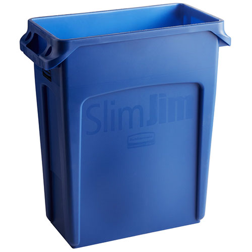 Container Slim Jim cu canale de ventilare 60 L, crem, Rubbermaid, bej albastru 