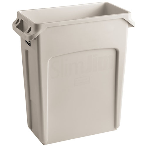 Container Slim Jim cu canale de ventilare 60 L, crem, Rubbermaid, bej