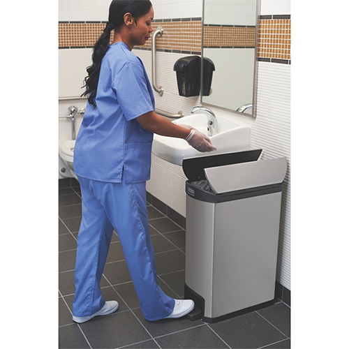 Container Slim Jim Step-On/End Step 50 L, inox/negru, Rubbermaid