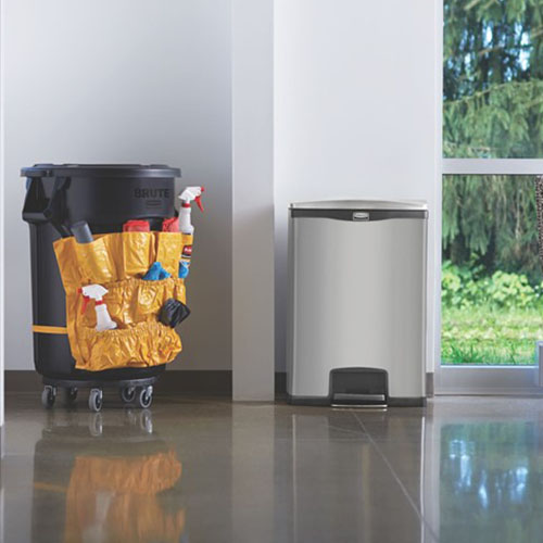 Container Slim Jim Step-On/Front Step 90 L, inox/negru, Rubbermaid