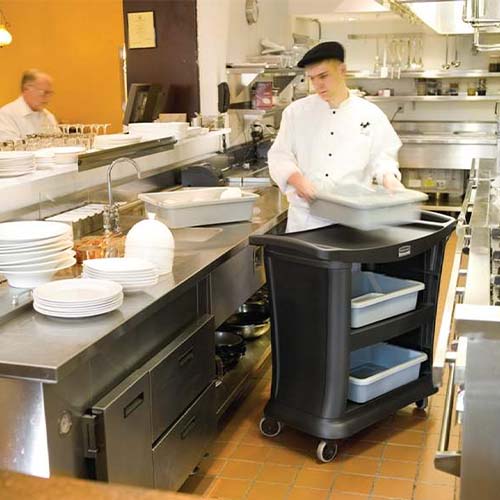 Carucior de serviciu pentru bucatarie, negru, Rubbermaid