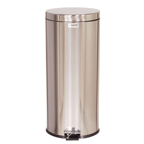 Cos gunoi galvanizat cu pedala 30.3 L, inox, Rubbermaid, gri