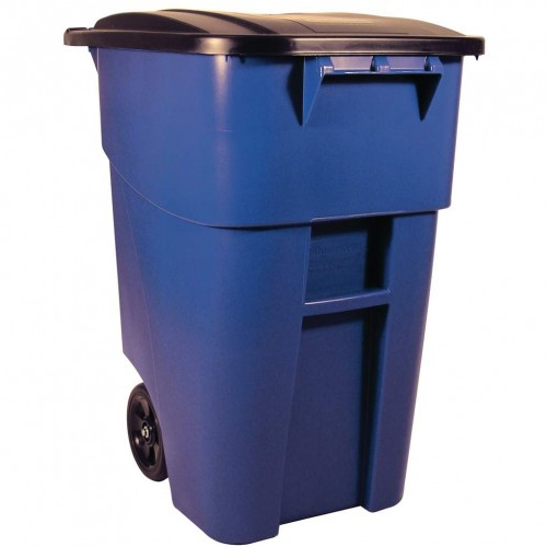 Pubela Brute mobila cu capac 189.3 L Rubbermaid, gri albastru 