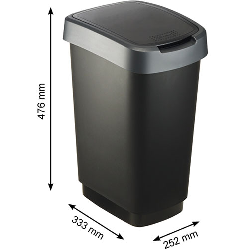 Cos gunoi cu capac batant Twist 25L, Rothopro, gri