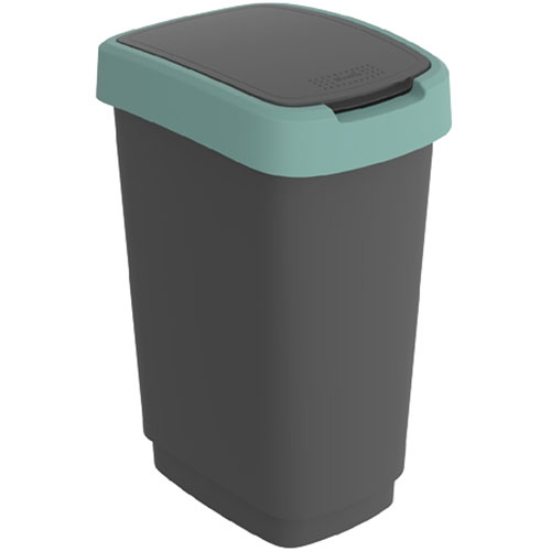 Cos gunoi cu capac batant Twist 25L, Rothopro, gri verde inchis 