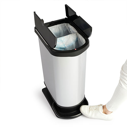 Cos gunoi duo cu pedala Paso 50L, gri metalic, Rothopro