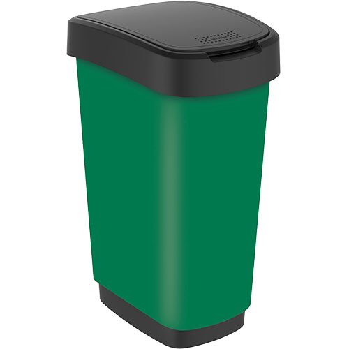 Cos gunoi mare cu capac batant Twist Premium 50L, Rothopro, galben verde 