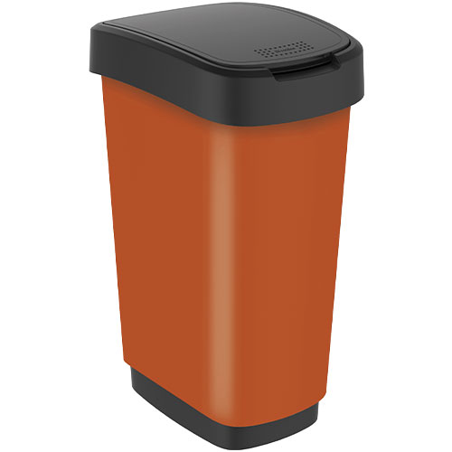 Cos gunoi mediu cu capac batant Twist Premium 25L, Rothopro, galben portocaliu 