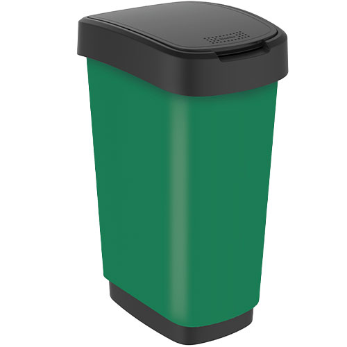 Cos gunoi mediu cu capac batant Twist Premium 25L, Rothopro, galben verde 