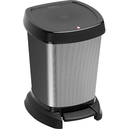 Cos gunoi patrat cu pedala Paso 6L, gri metalic, Rothopro