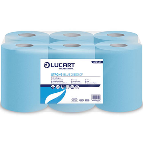 Lavete din hartie pe rola cu derulare centrala, Strong Blue 2.500 CF, Lucart