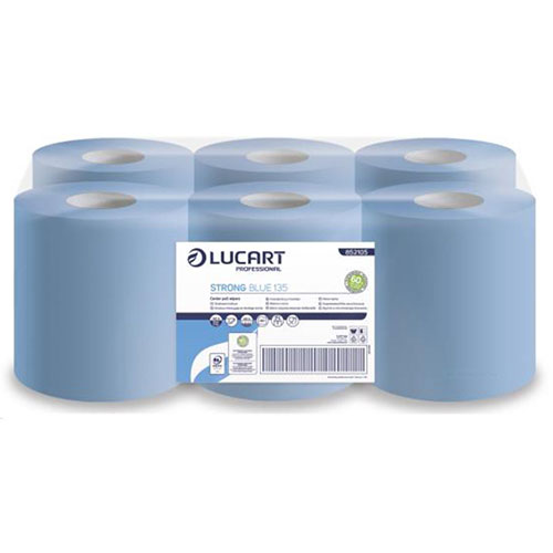 Lavete din hartie, rola cu derulare centrala mare, Strong Blue 135, Lucart