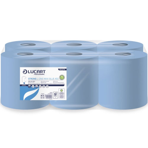 Lavete din hartie, rola cu derulare centrala mare, Strong L-One Maxi Blue 450, Lucart