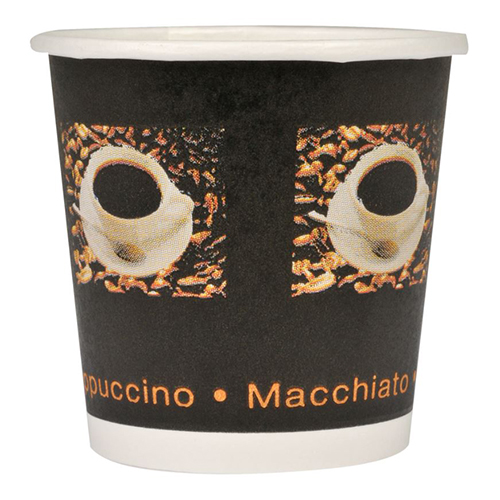 Pahare biodegradabile din carton pentru cafea Gastro Coffee Beans 6cm, Ø6.5cm, 10 cl 4 Oz, Abena