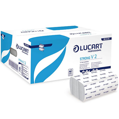 Prosoape de maini din hartie, pliate in V, Strong V2, Lucart