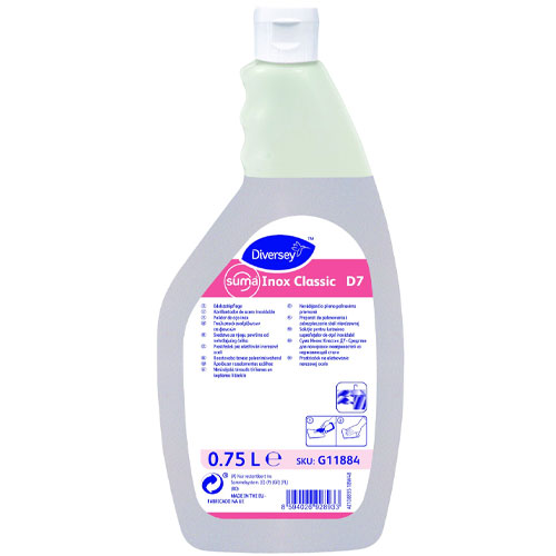 Suma Inox Classic D7 - Soluţie pentru lustruirea suprafeţelor de oţel inoxidabil, 0.75L, Diversey