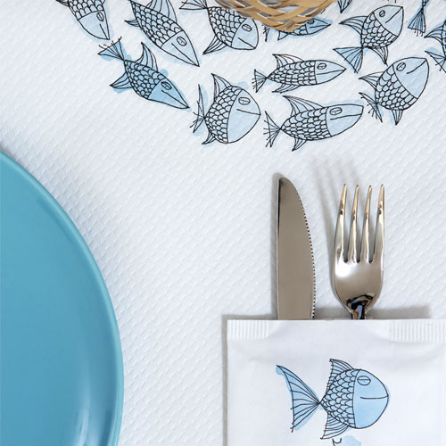 Suport tacamuri cu servetel, 38x38 cm, Sea Pesciolini, Fato