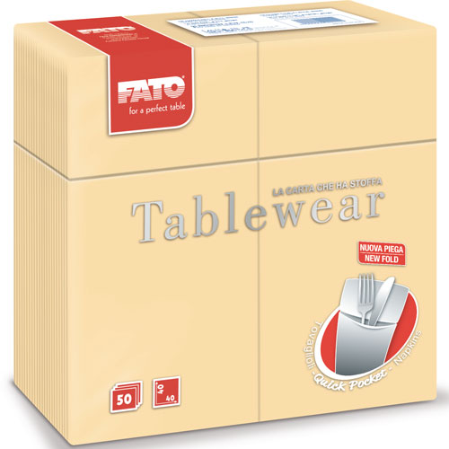 Suport tacamuri cu servetel din airlaid, 40x40 cm, Tablewear, Fato ivory 