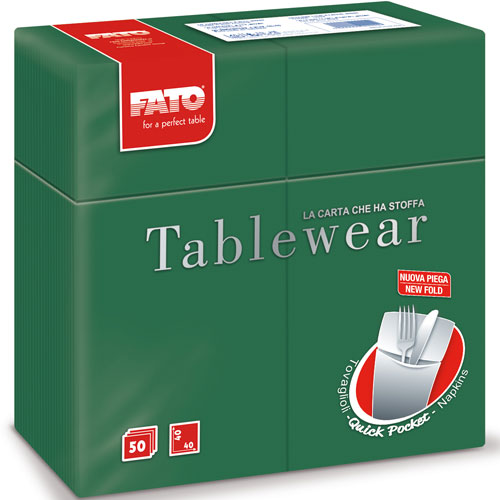 Suport tacamuri cu servetel din airlaid, 40x40 cm, Tablewear, Fato forest green 