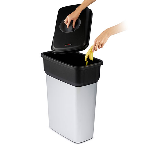 Cos colectare deseuri antiamprenta Geo 70L, gri metalic, Rothopro