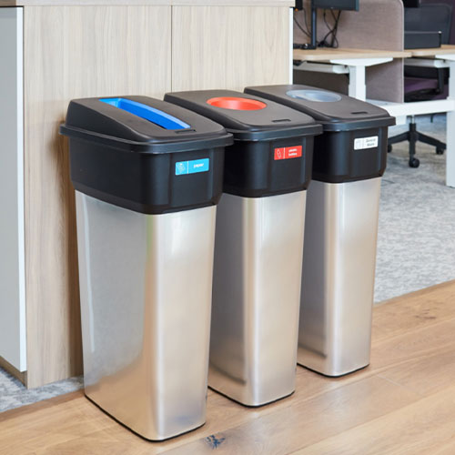Cos colectare deseuri antiamprenta Geo 70L, gri metalic, Rothopro
