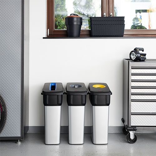 Cos colectare deseuri antiamprenta Geo 55L, gri metalic, Rothopro