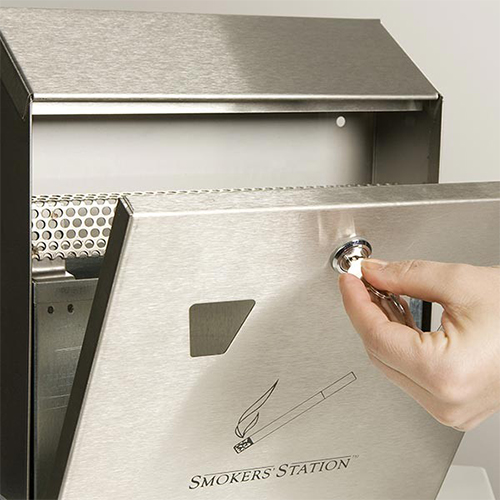 Scrumiera Smokers' Station otel galvanizat, negru/gri