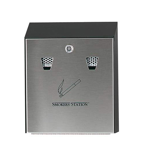 Scrumiera Smokers' Station otel galvanizat, negru/gri