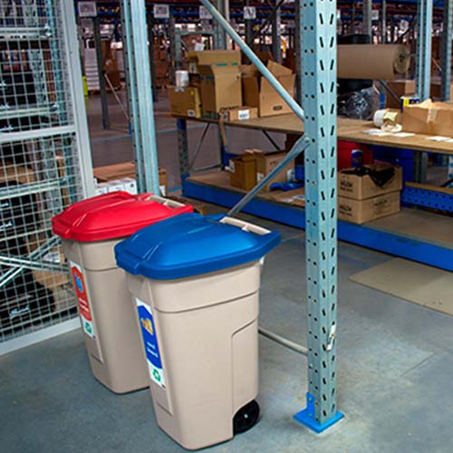 Statie colectare selectiva deseuri 3 x 100 L, bej, Rubbermaid
