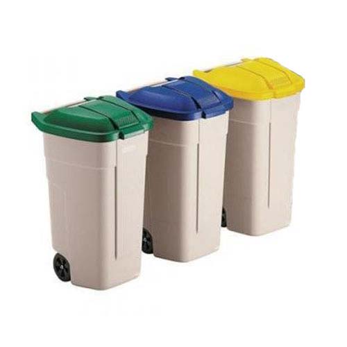 Statie colectare selectiva deseuri 3 x 100 L, bej, Rubbermaid