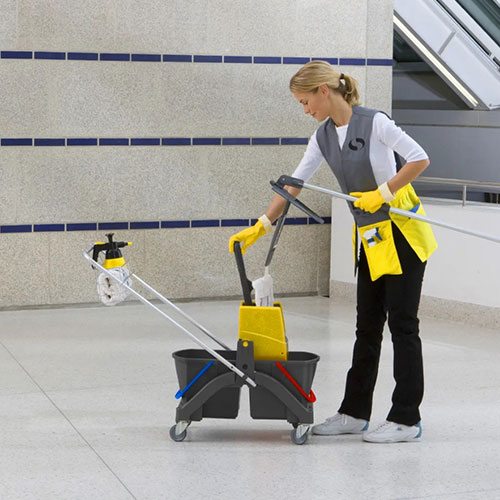Suport mop Sprint Plus cu cleme 40 cm, negru/ Vermop, galben
