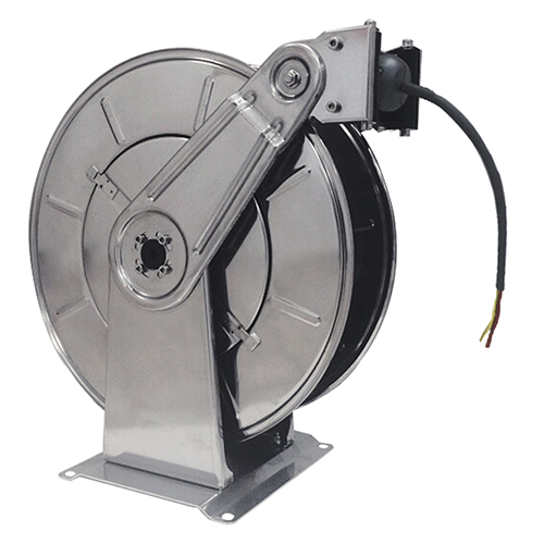 Tambur retractabil cu arc din inox pentru cablu electric  4 x 2.5 mm, 50 m, Ramex