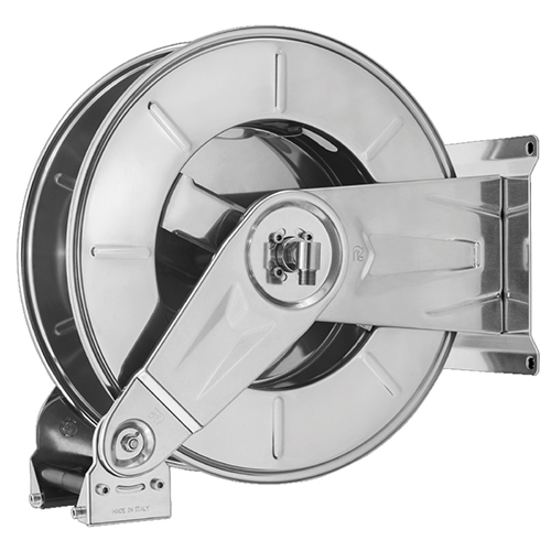 Tambur retractabil din inox pentru furtun gaz 35 m, 2 x 8 mm, Ramex