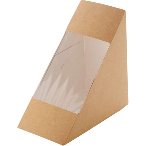Triunghi de carton kraft cu fereastra pentru sandwich 17 x 12 cm, Abena