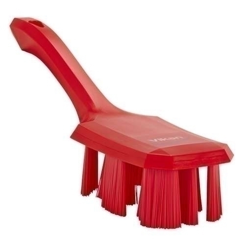 Perie UST cu maner scurt si peri duri 260 mm. Vikan, roz rosu 