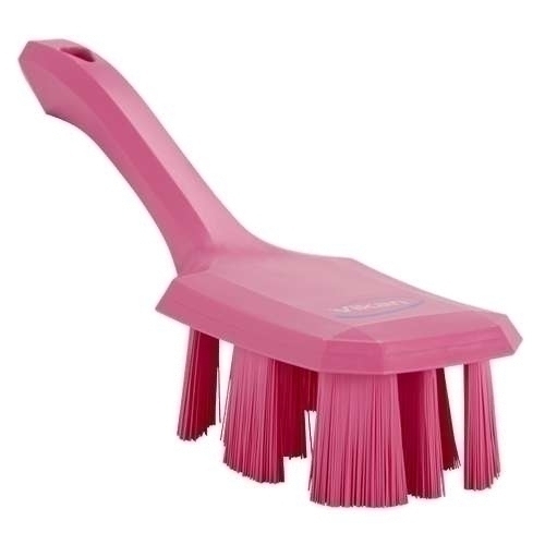 Perie UST cu maner scurt si peri duri 260 mm. Vikan, roz