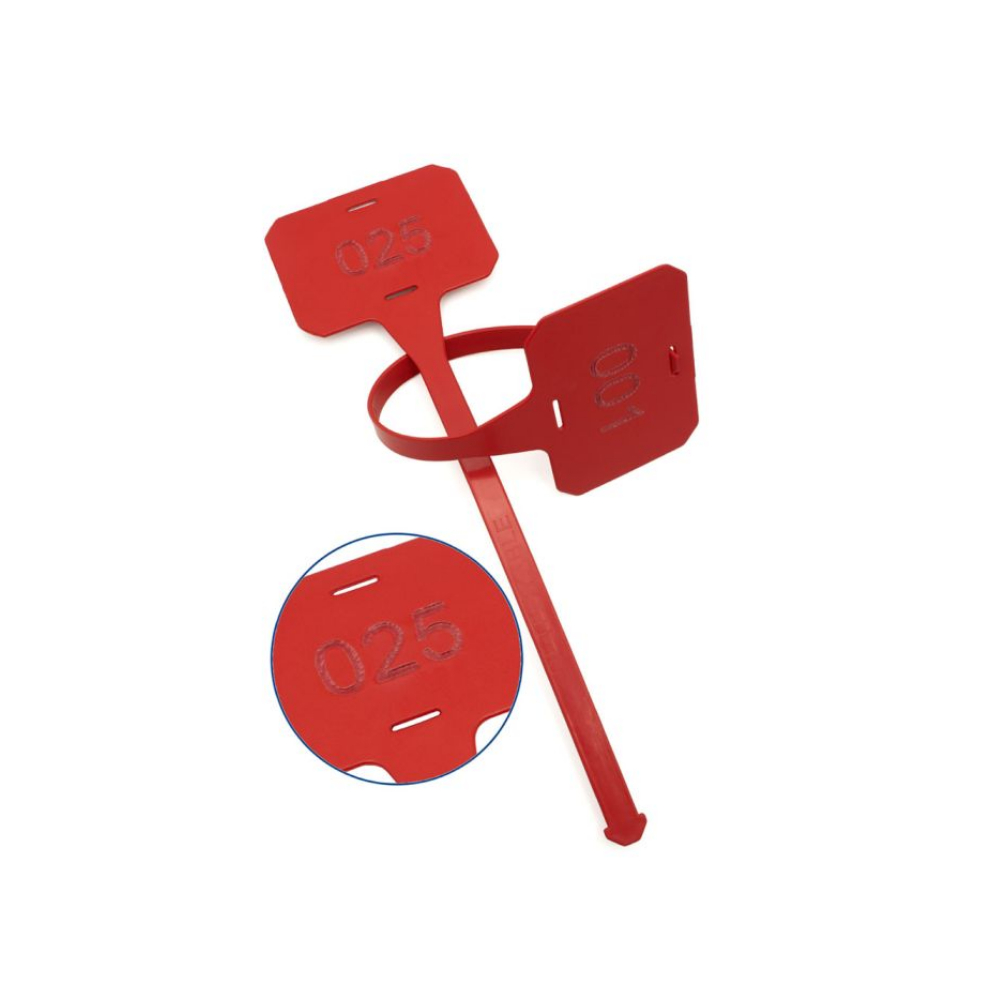 Etichete metal detectabile, reutilizabile, 25buc/set, Detectamet rosu 
